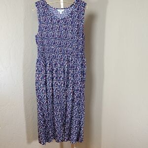 Croft & Barrow Floral Sleeveless Smock Dress - Blue and Red Large